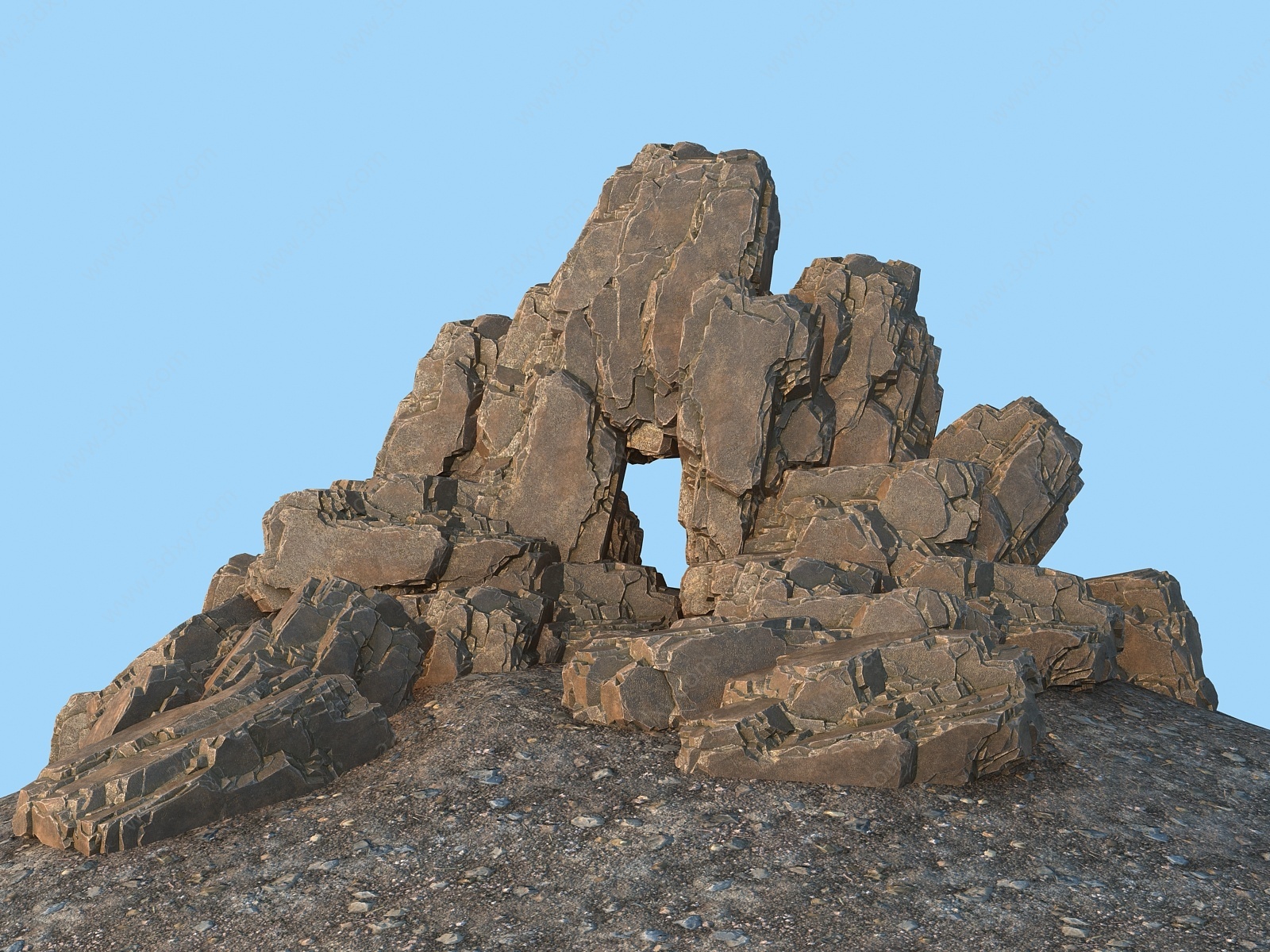现代假山石头观景石3D模型