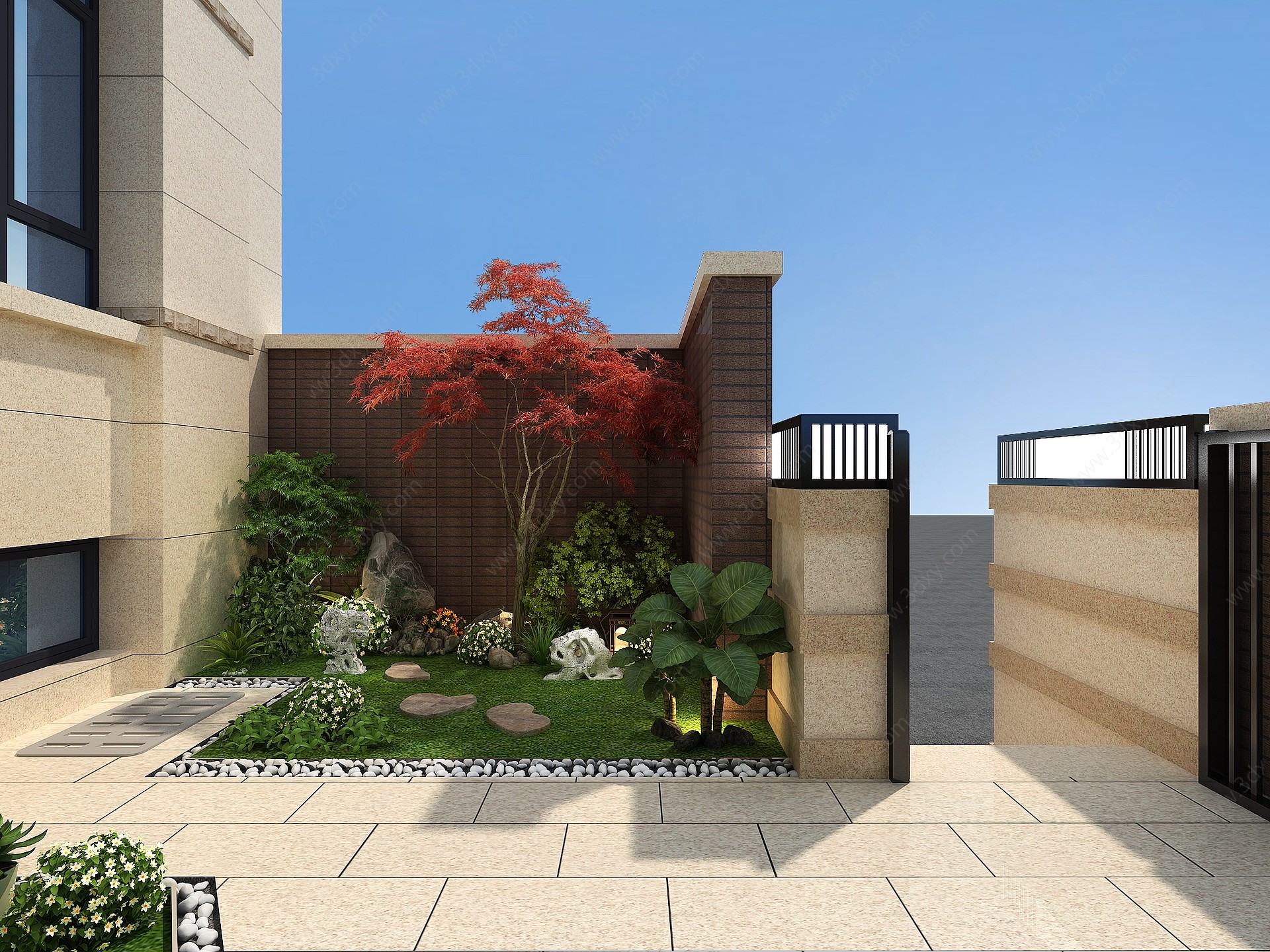现代别墅家装庭院3D模型