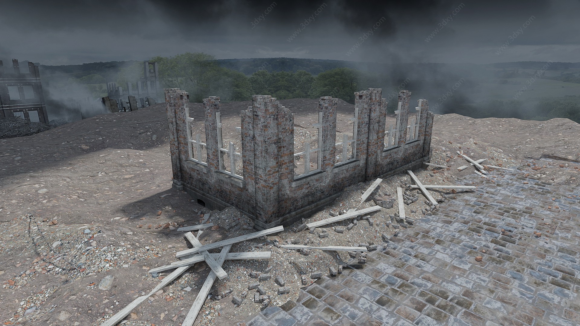 废墟战场破房子废弃建筑3D模型