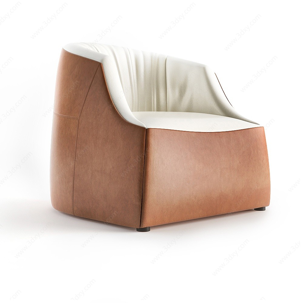 现代皮革单人沙发3D模型