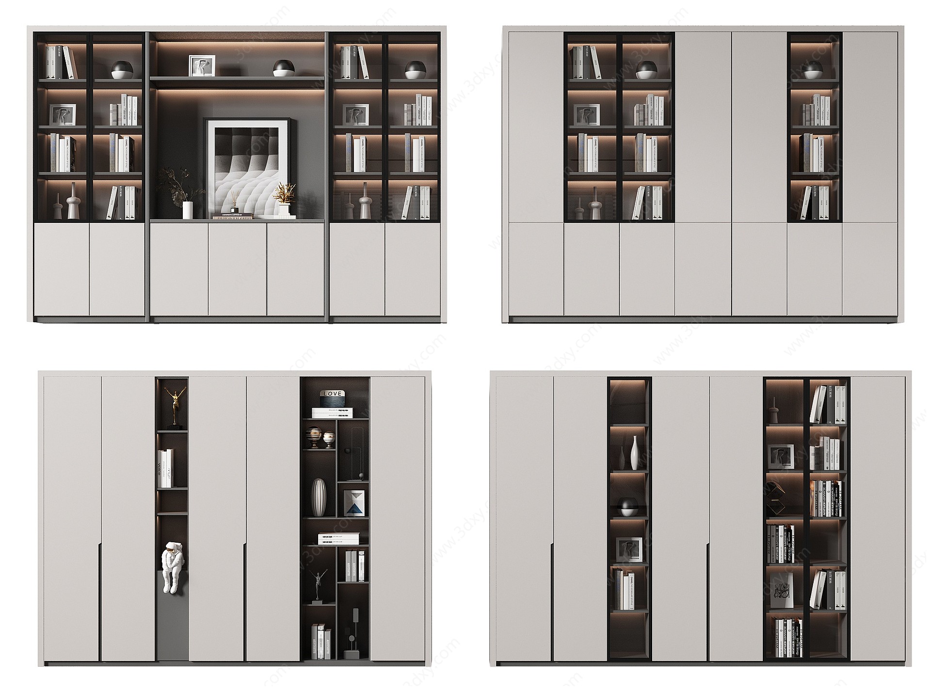 现代书柜装饰柜组合3D模型