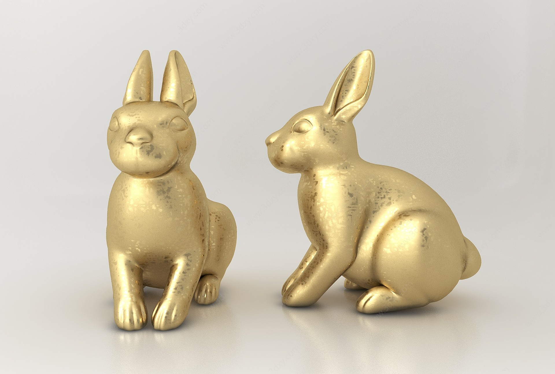 金属兔子摆件3D模型