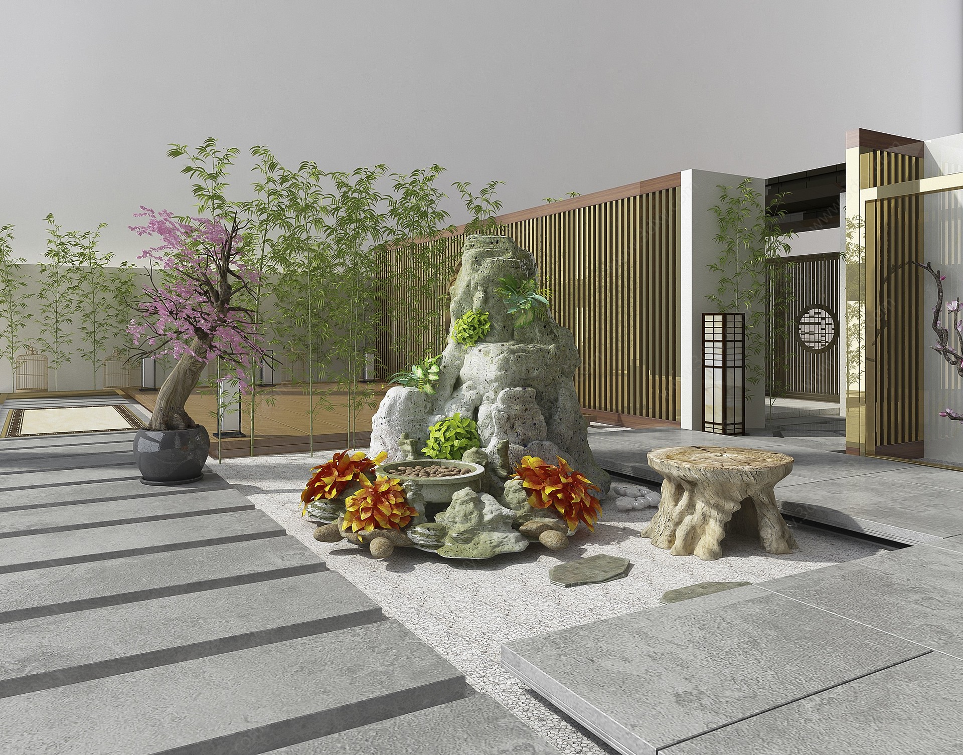 新中式园艺小品3D模型