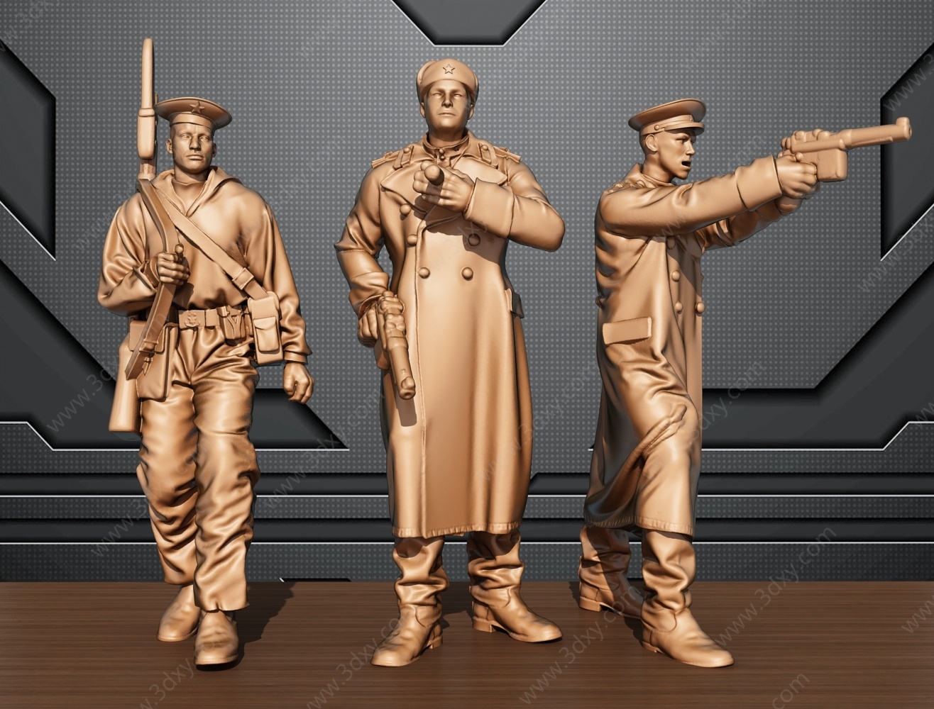 美式士兵雕塑3D模型