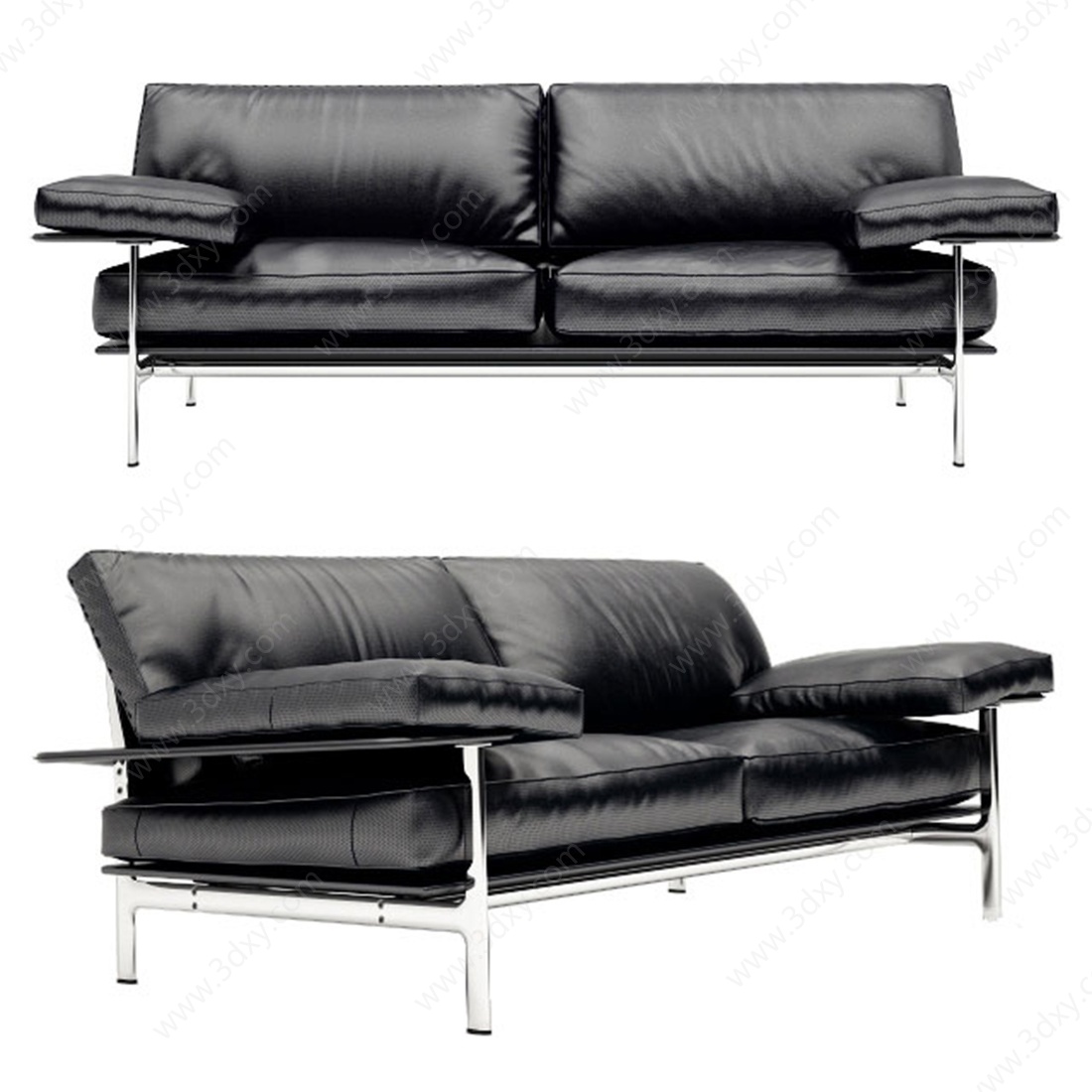 现代皮质沙发双人沙发3D模型