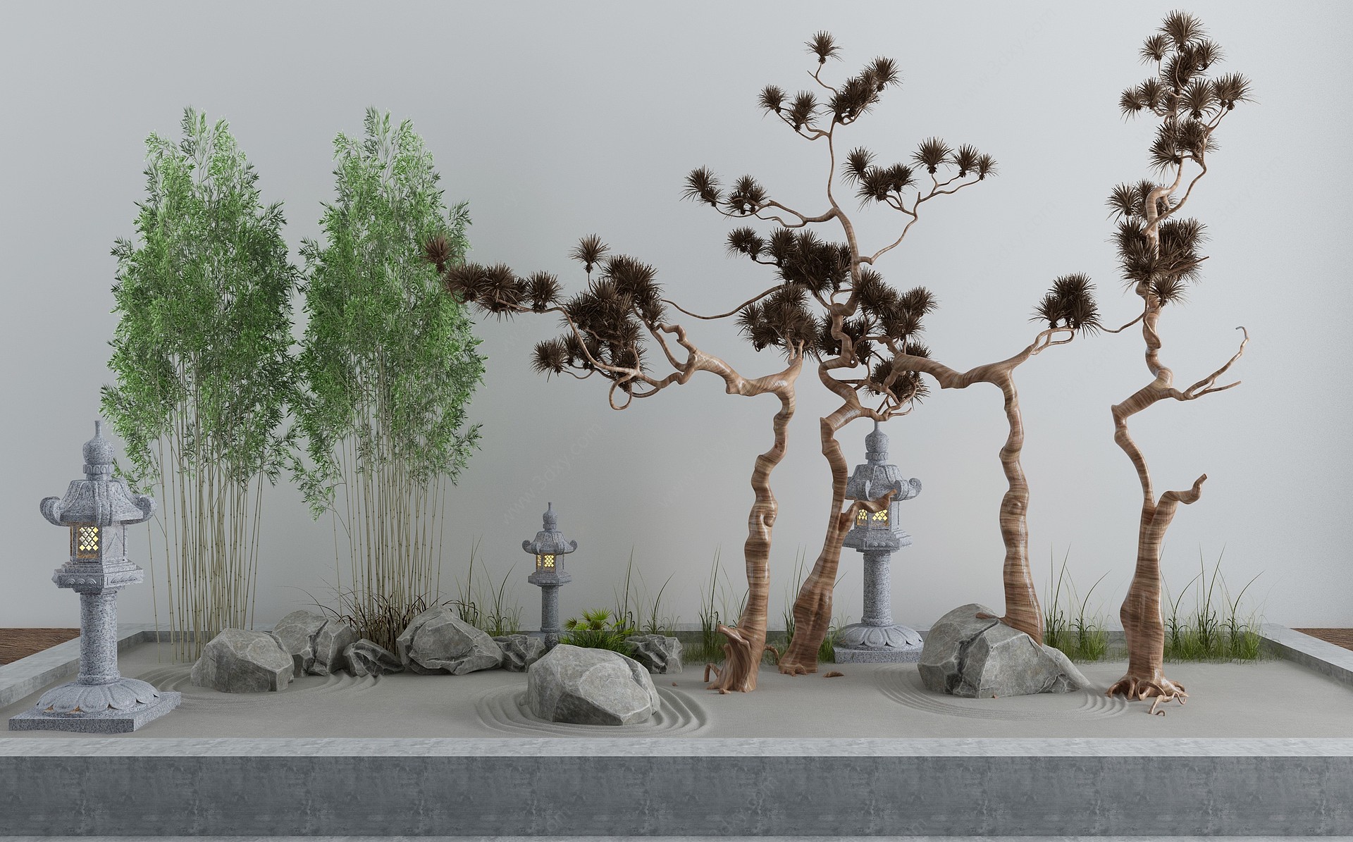 日式庭院景观小品3D模型