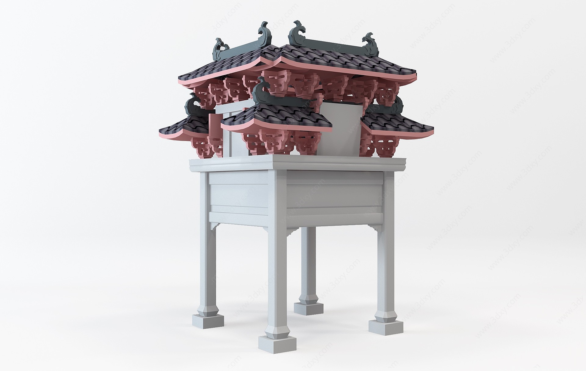 中式古建筑牌坊牌楼屋檐3D模型
