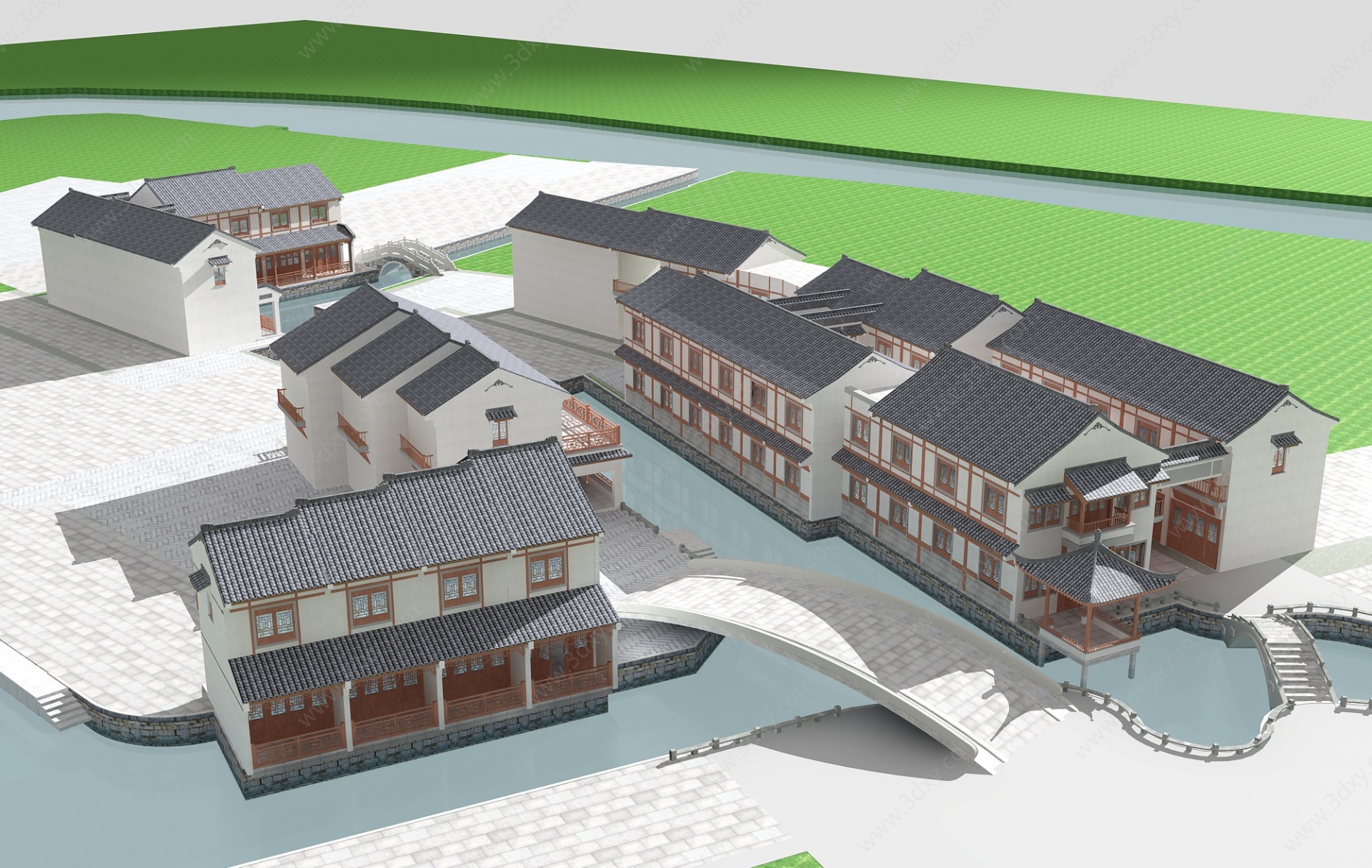 中式古建筑村庄3D模型