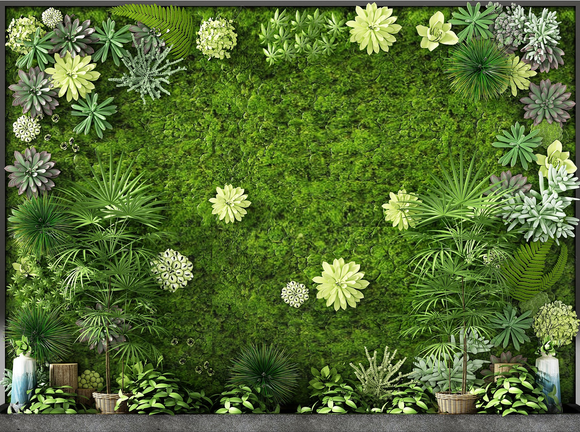 现代绿植墙植物墙3D模型
