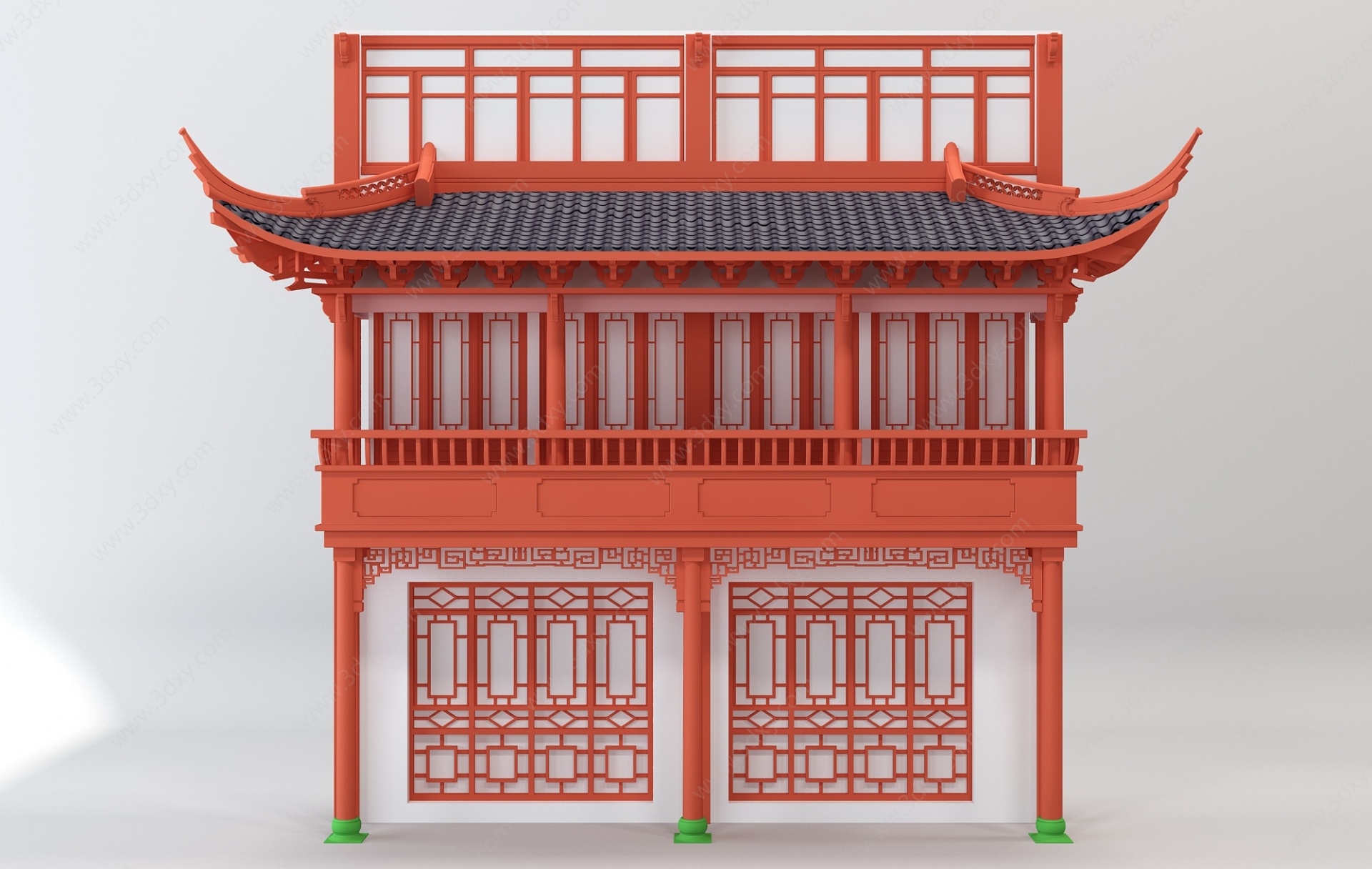 中式古建筑门头3D模型