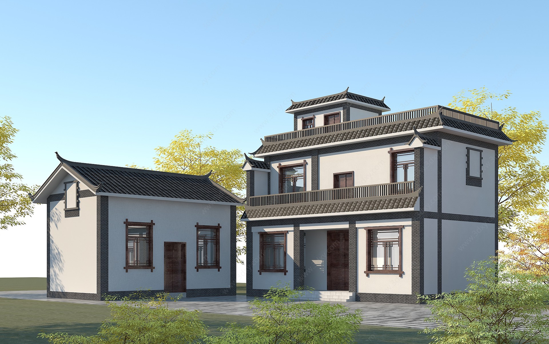 中式传统民居3D模型