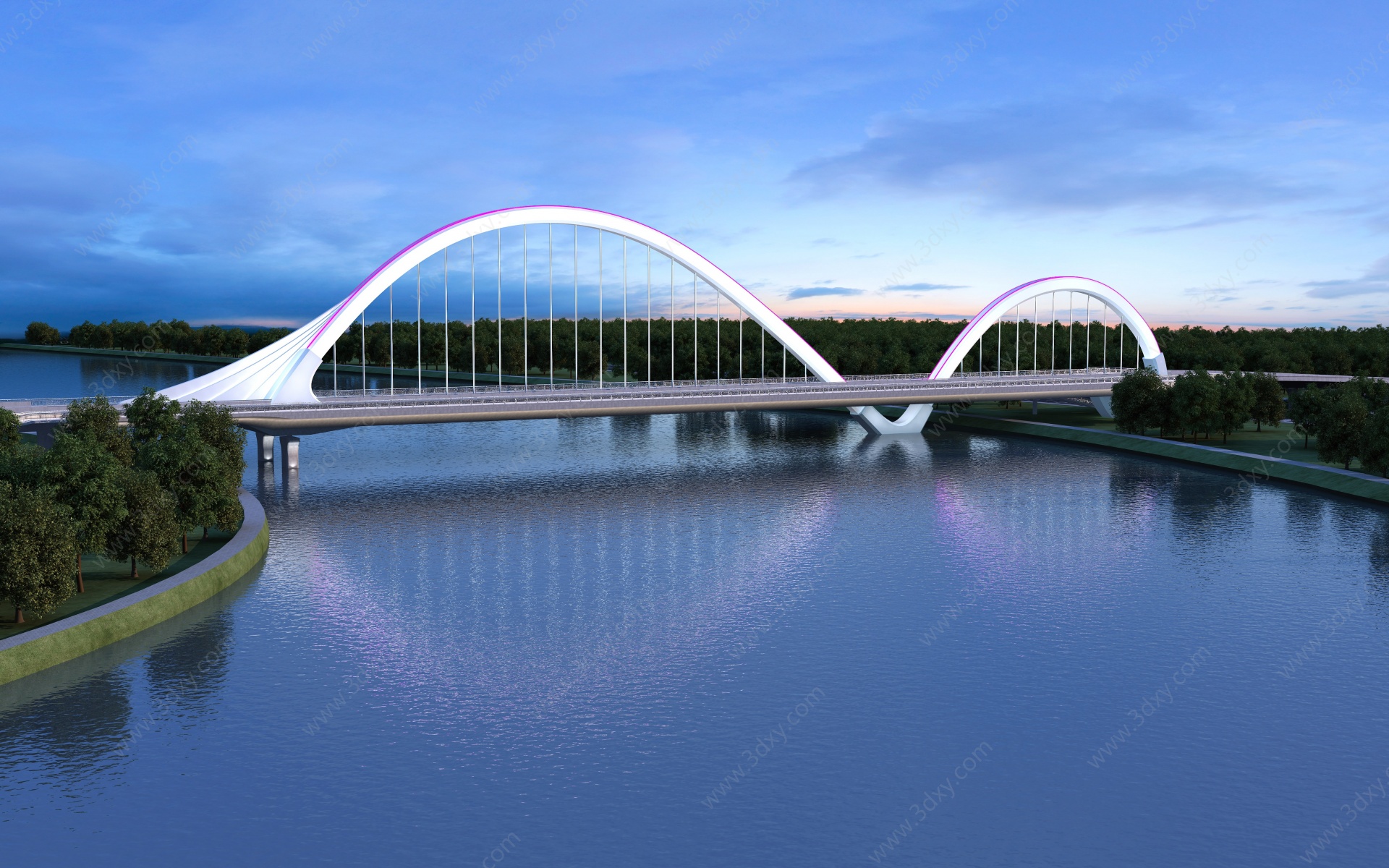 现代建筑大桥3D模型