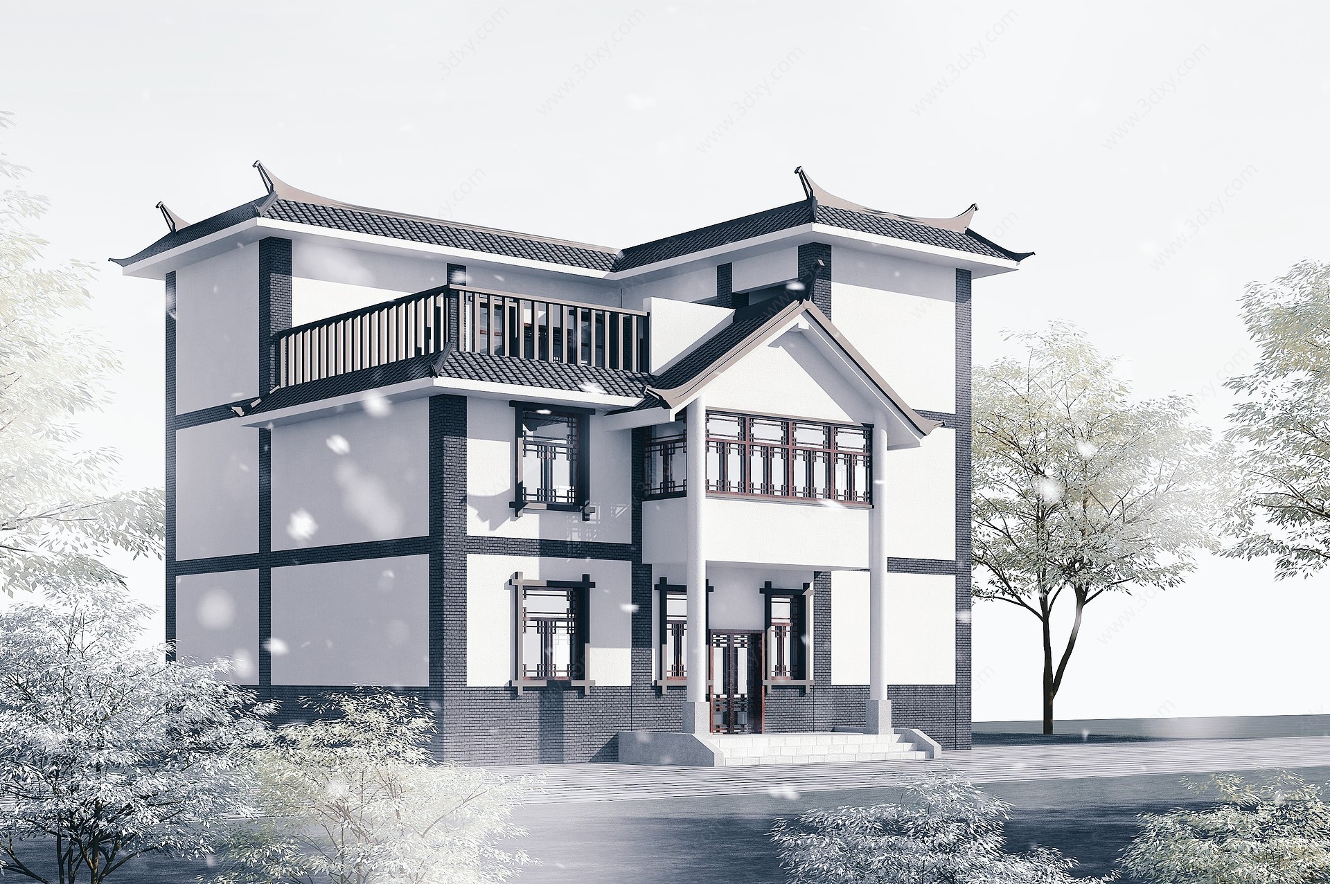 中式传统民居别墅3D模型