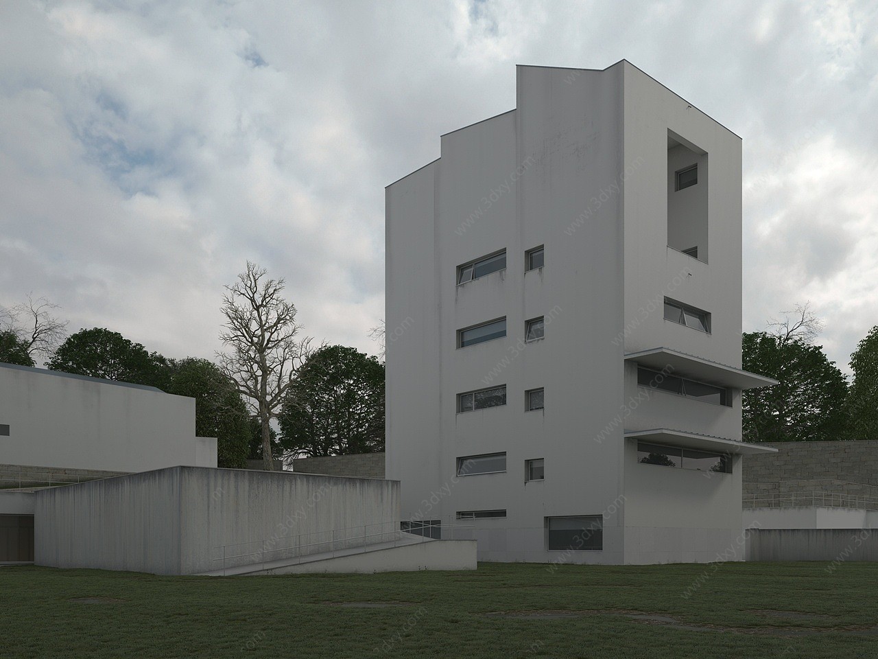 现代白色个性建筑3D模型