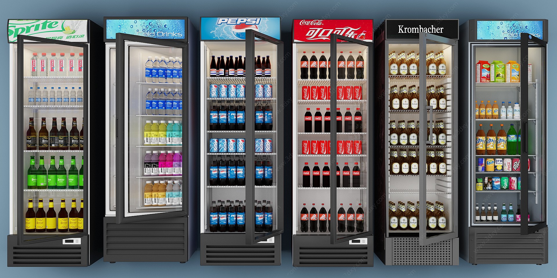 现代冰柜饮料机组合3D模型