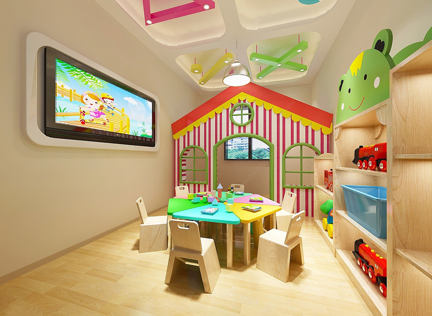 现代幼儿园教室3D模型