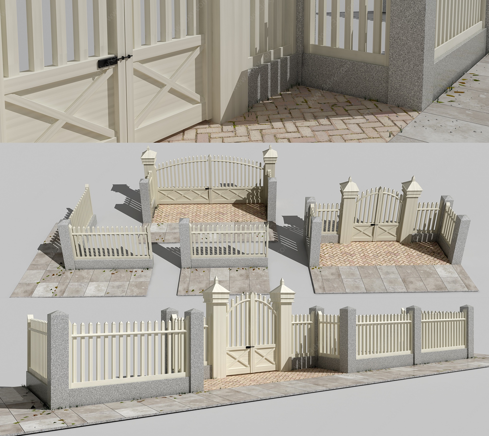 木栅栏围栏3D模型