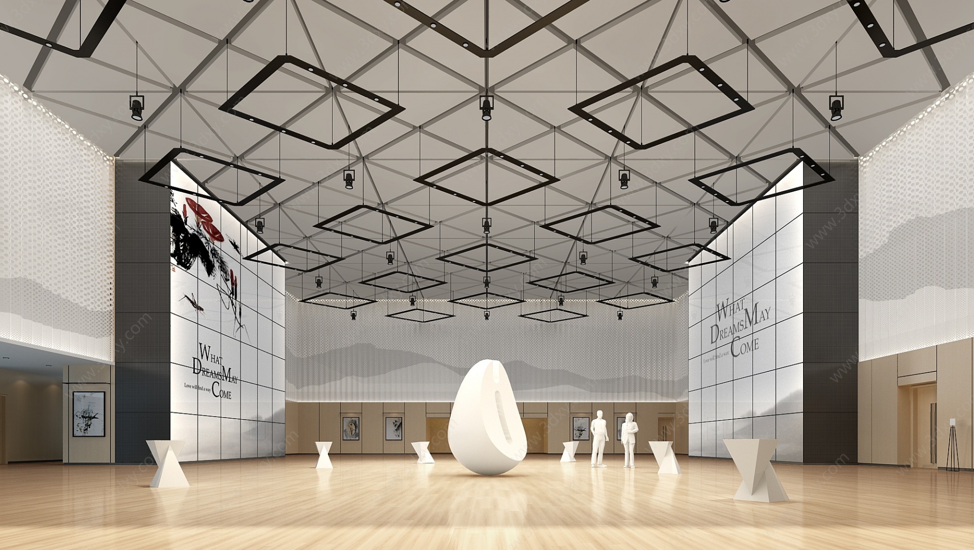 现代文化馆展厅3D模型