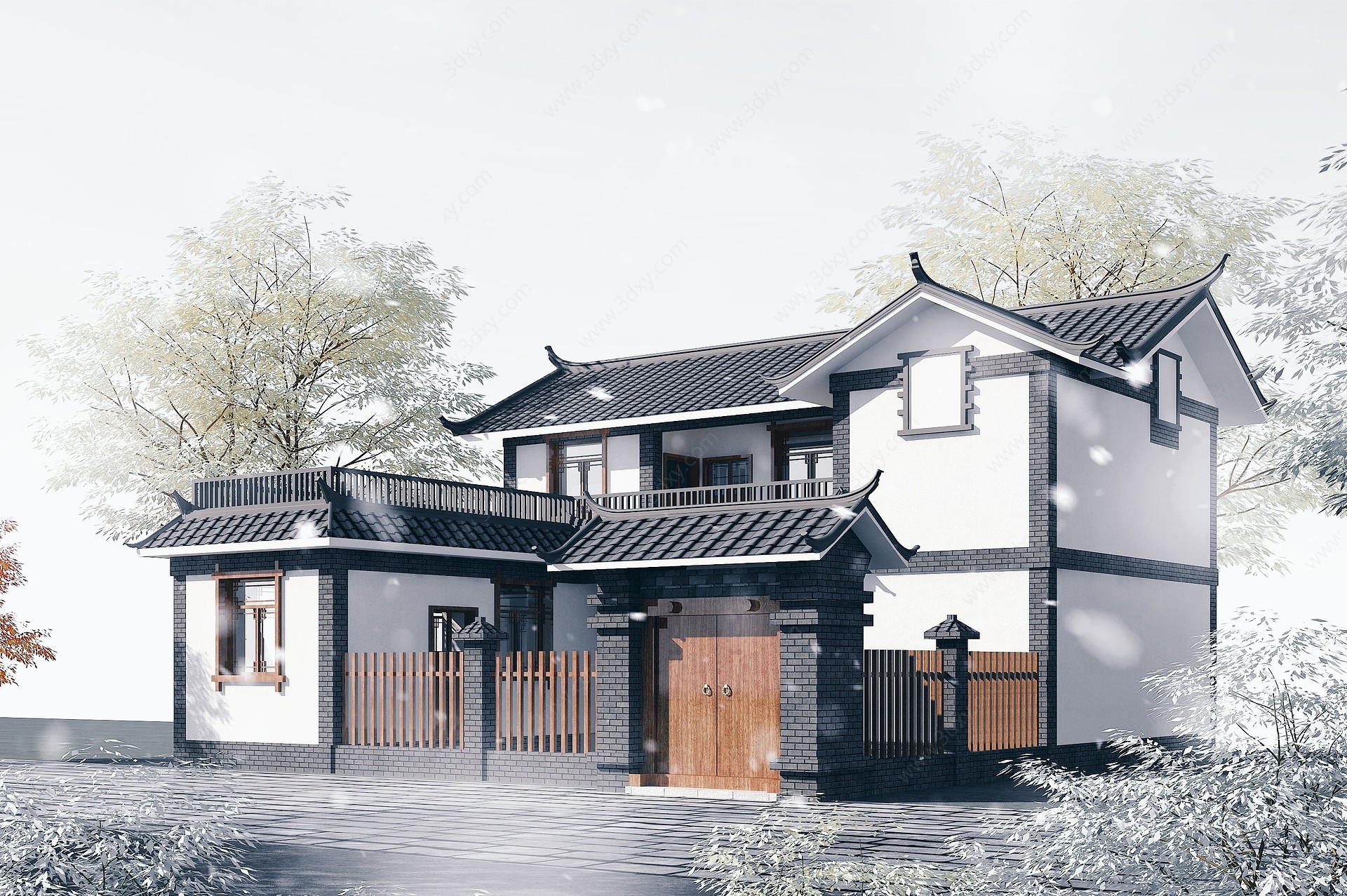 中式传统民居别墅彝族民房3D模型