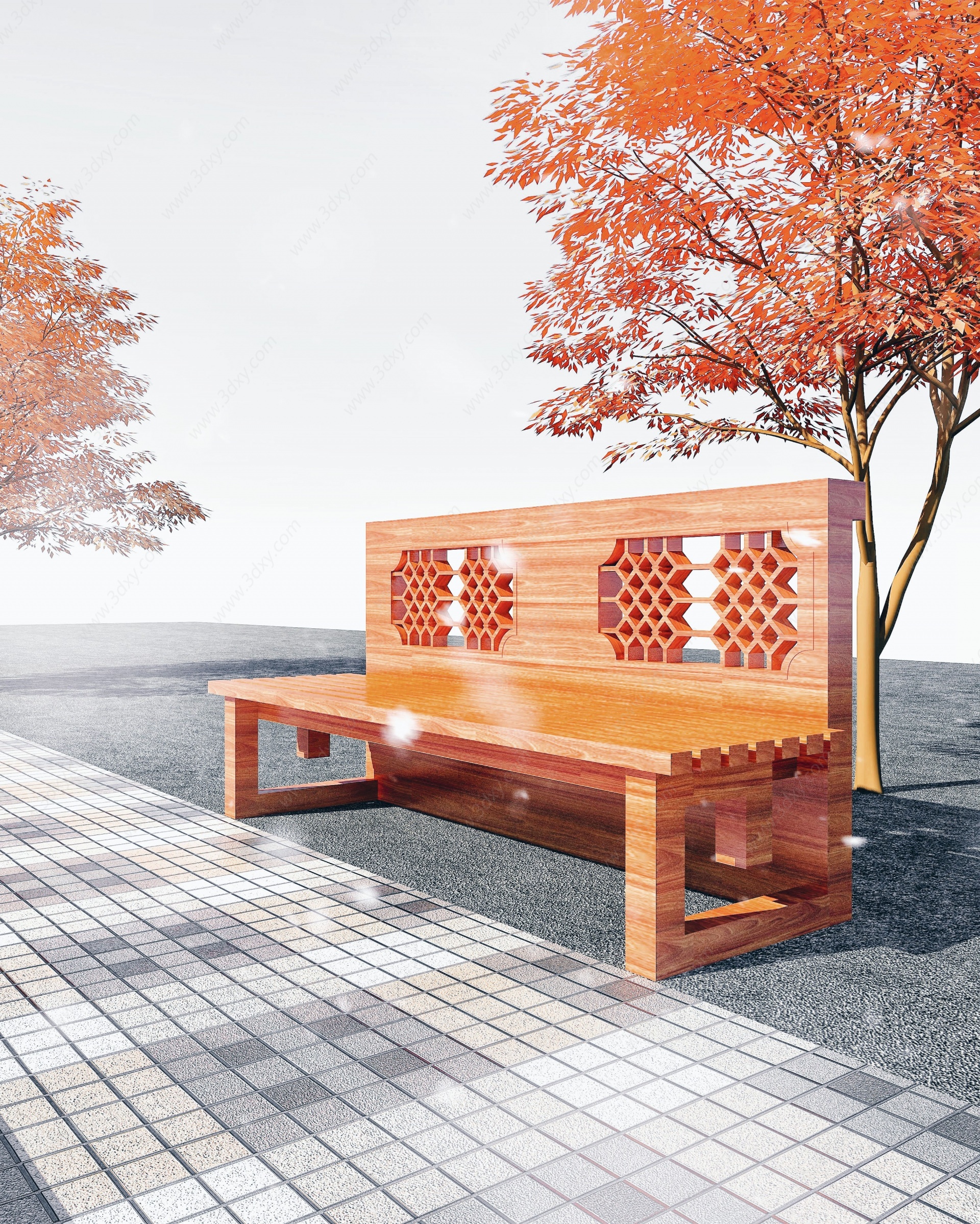 现代景观长椅3D模型