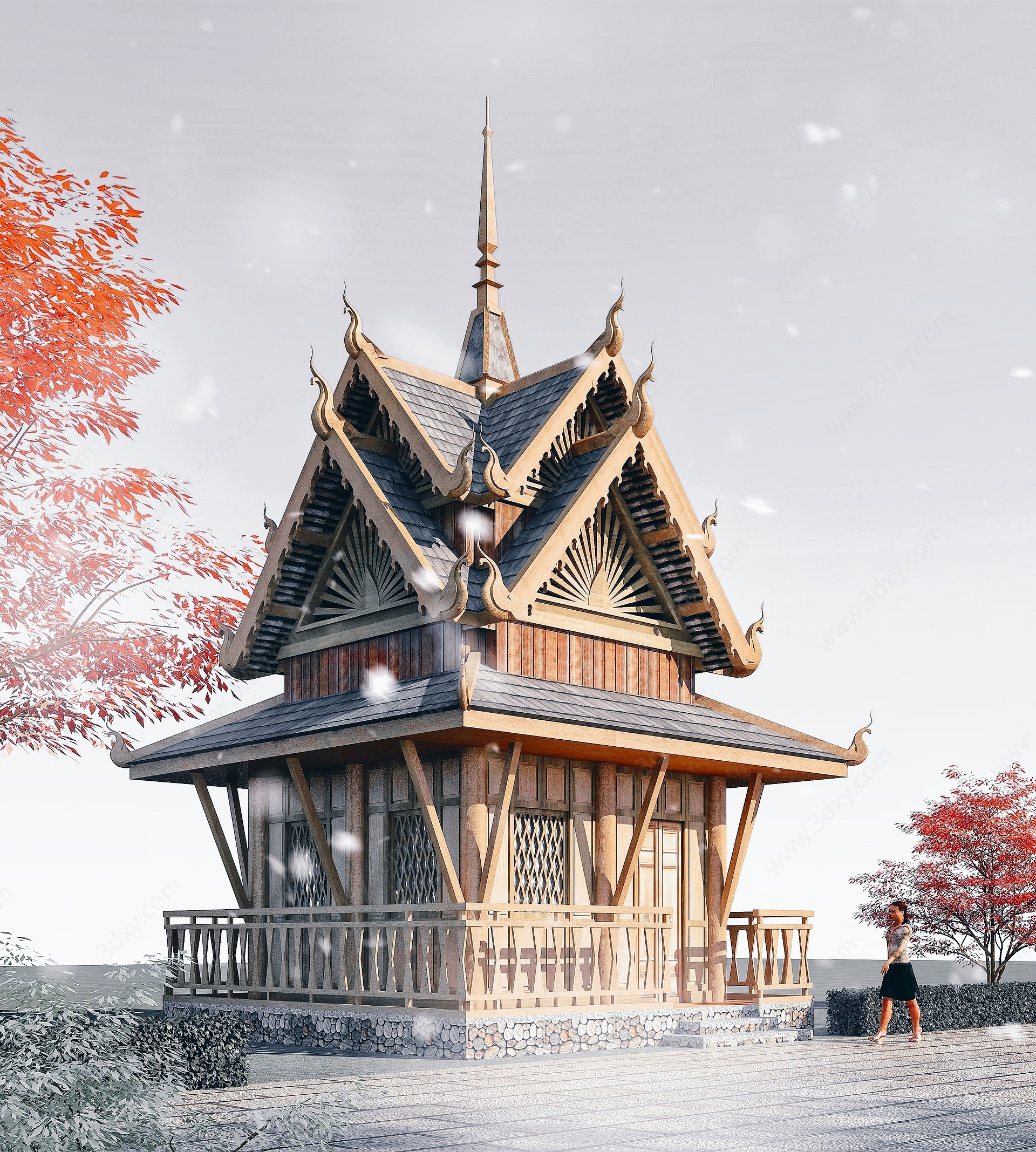 东南亚风格酒店客栈3D模型