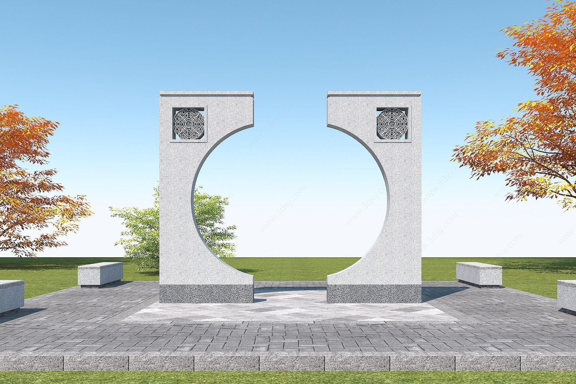 现代石雕拱门3D模型