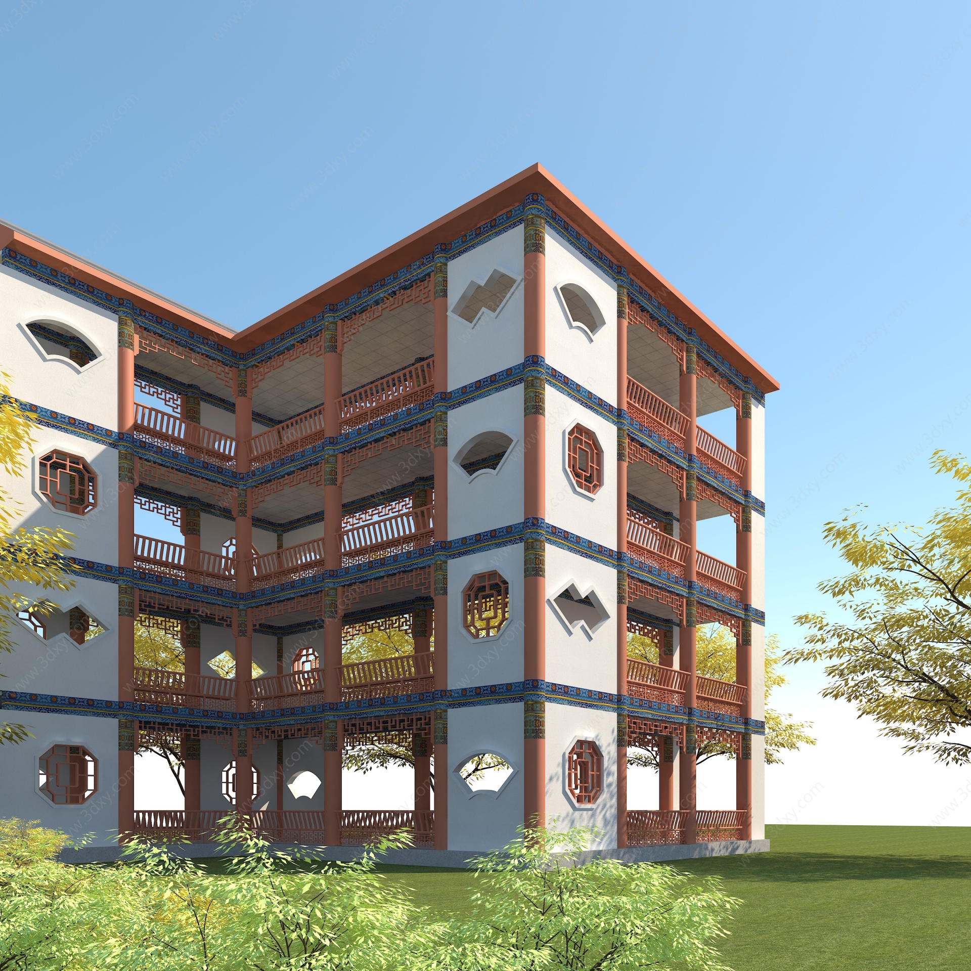传统中式建筑楼3D模型