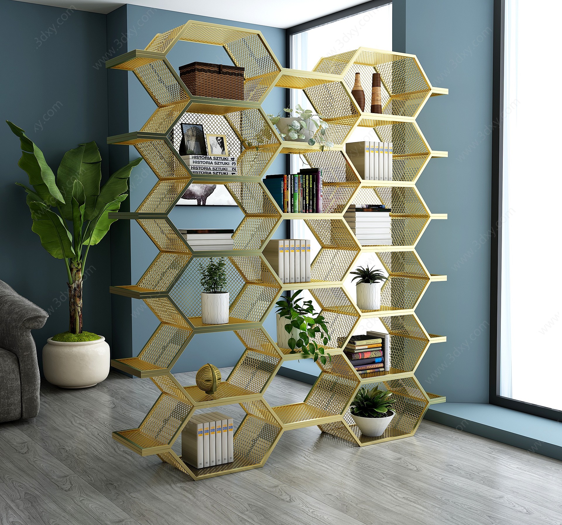 现代书柜书架隔断柜架3D模型