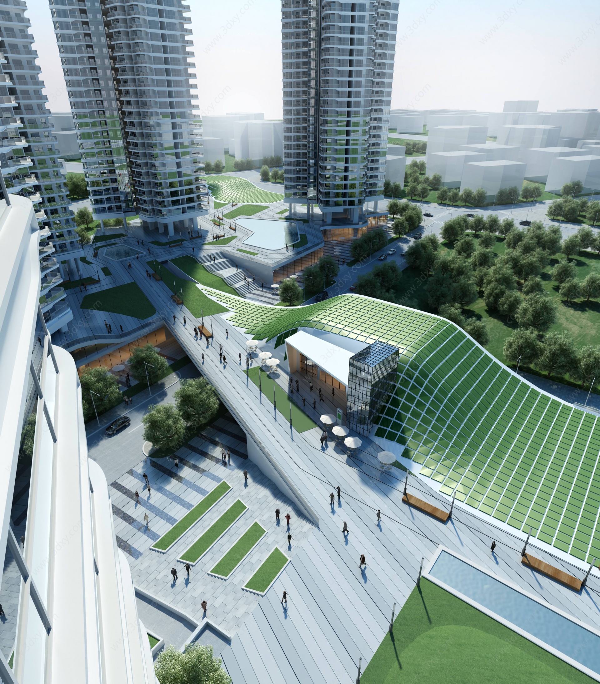 现代住宅居住区景观3D模型