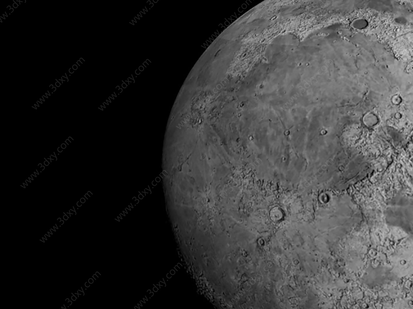 中式岩石黑背景月球3D模型