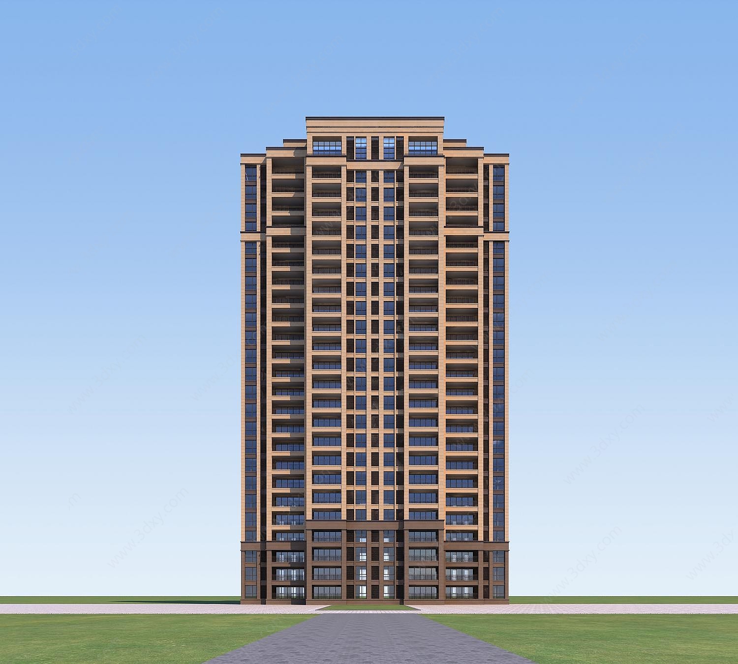 现代高层住宅外观3D模型