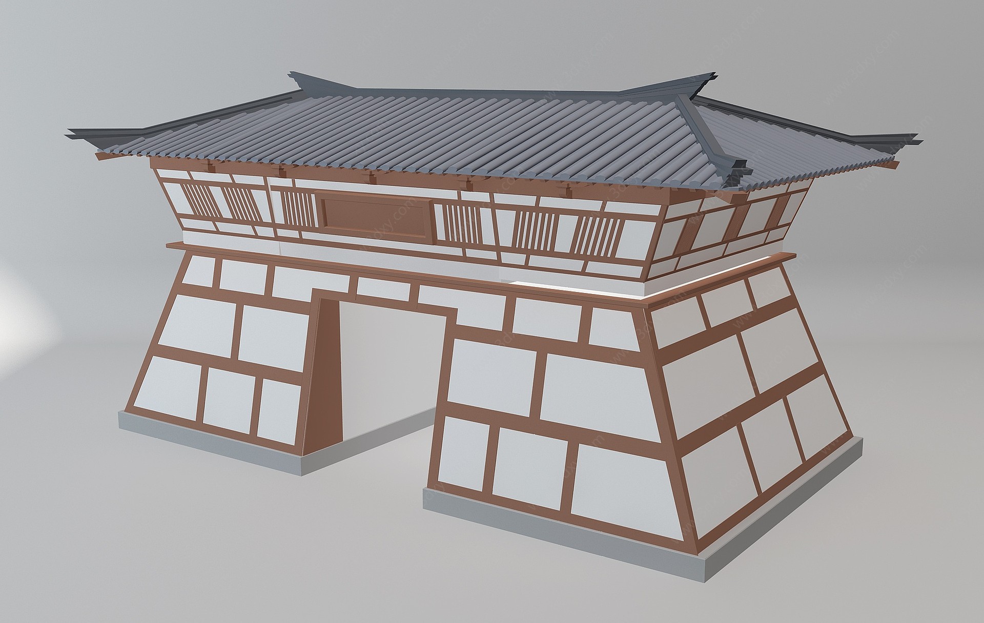 中式古建门楼3D模型