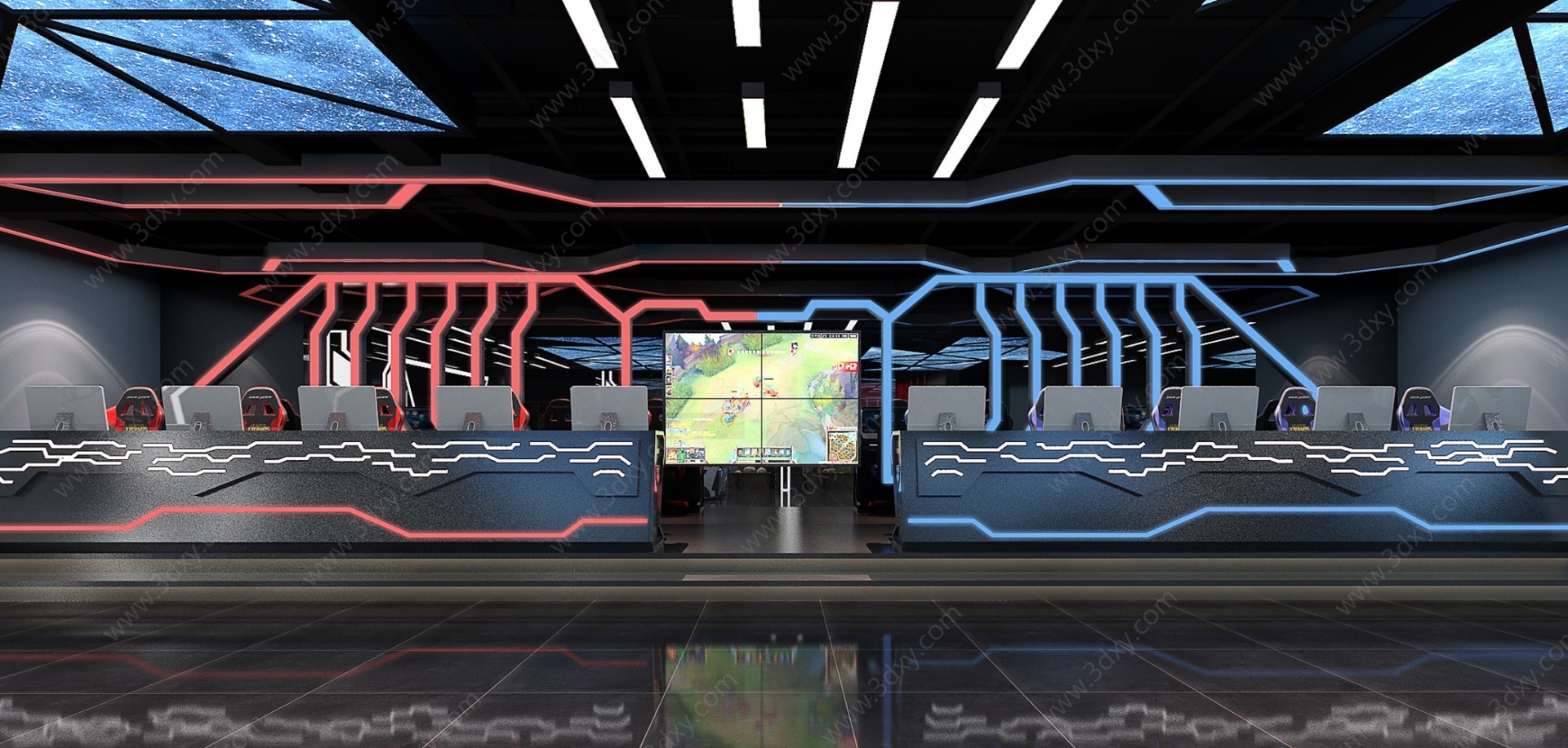 现代网吧网咖对战区平台3D模型