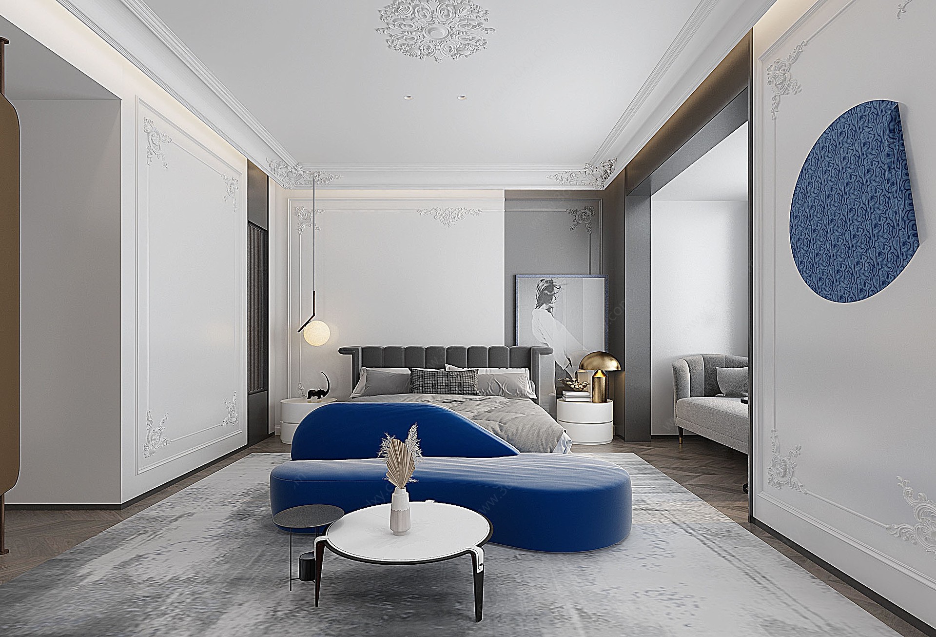 现代欧式法式卧室3D模型