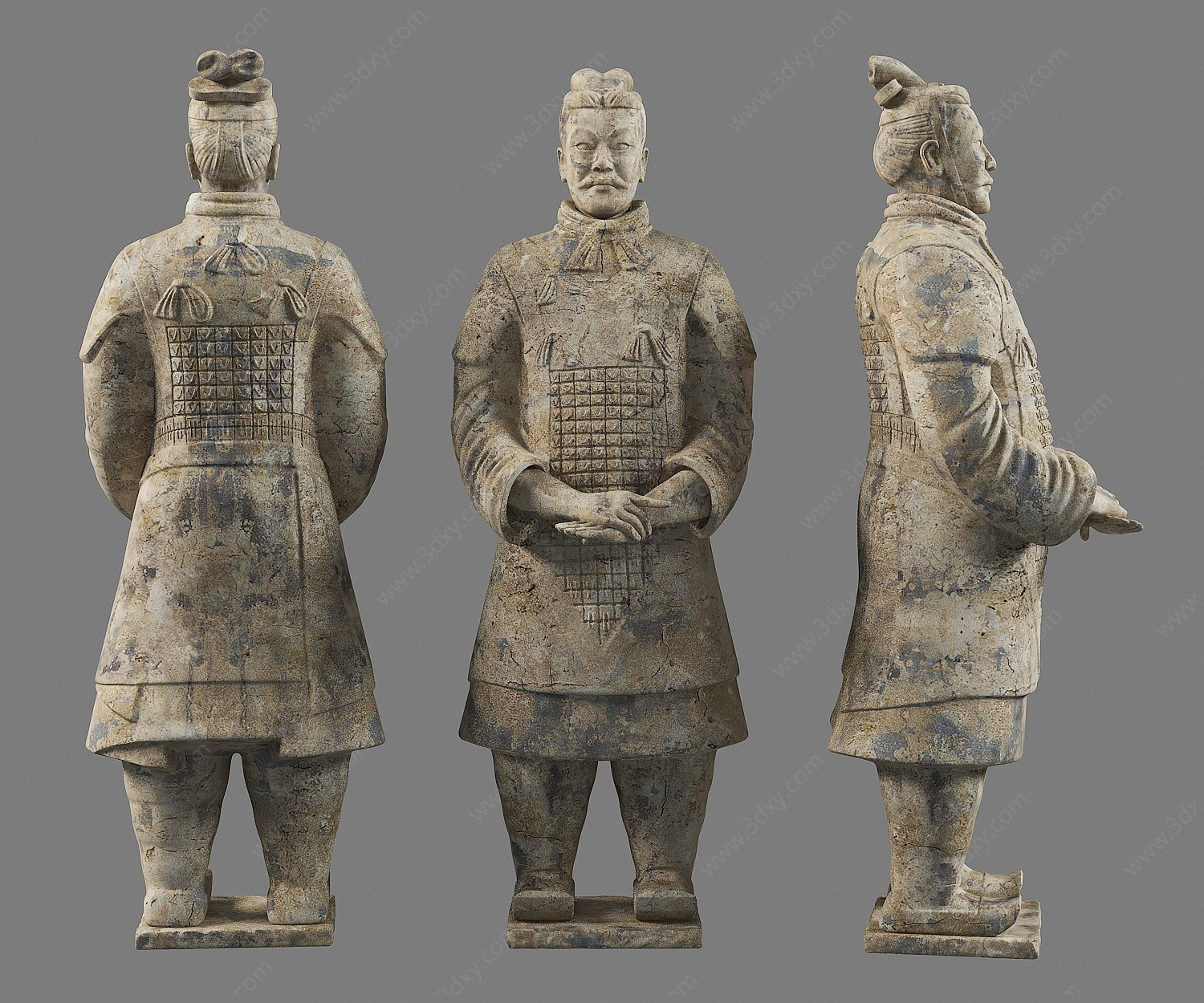 中式兵马俑雕塑摆件3D模型