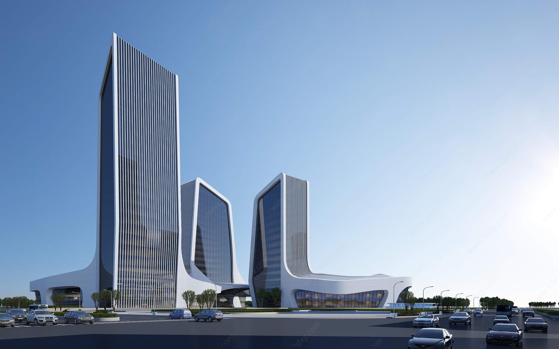 现代异形高层酒店办公楼3D模型
