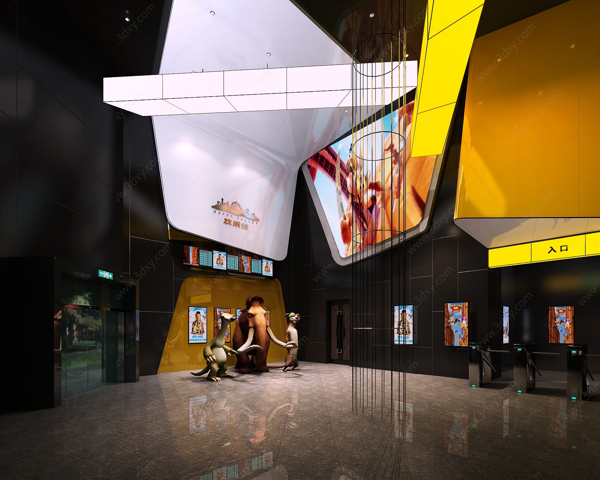 现代影院大厅3D模型