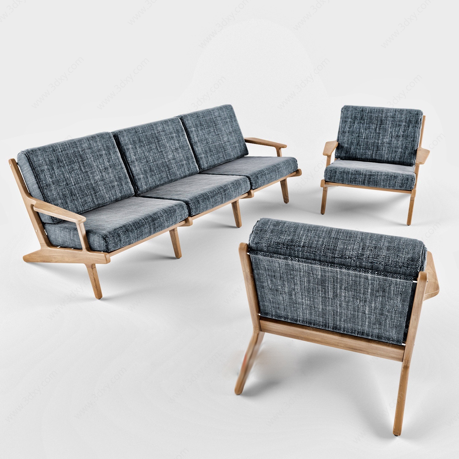现代沙发多人沙发组合3D模型