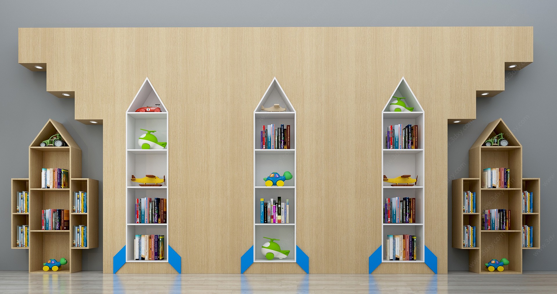现代北欧儿童书柜装饰柜3D模型