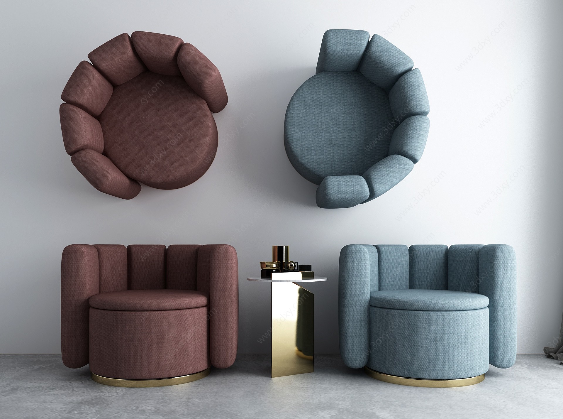 新中式现代单人沙发椅子3D模型