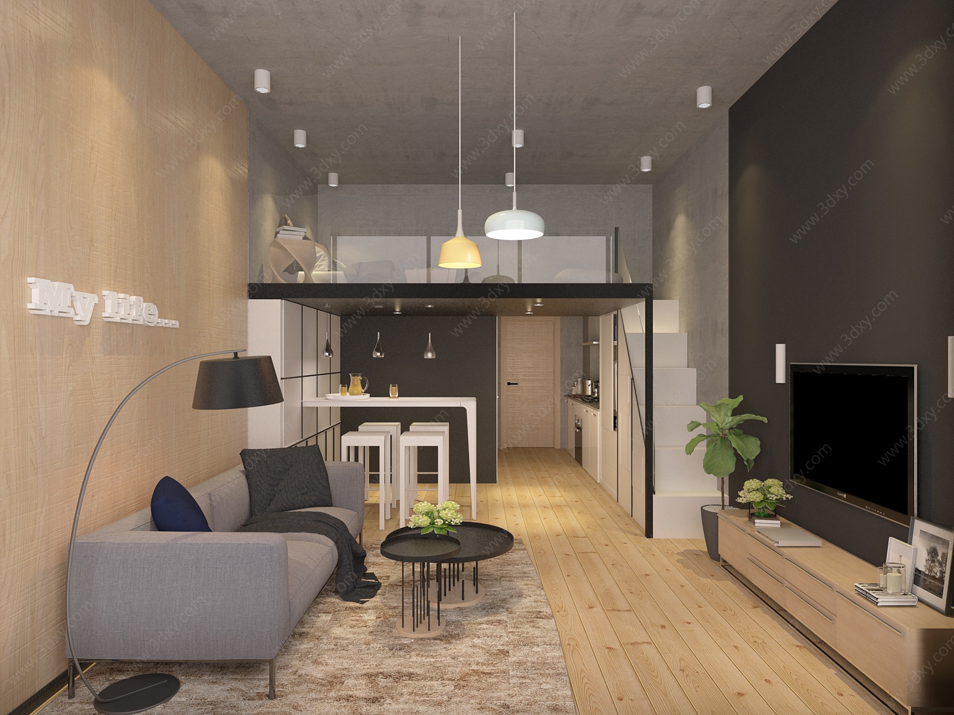 工业风单身公寓3D模型