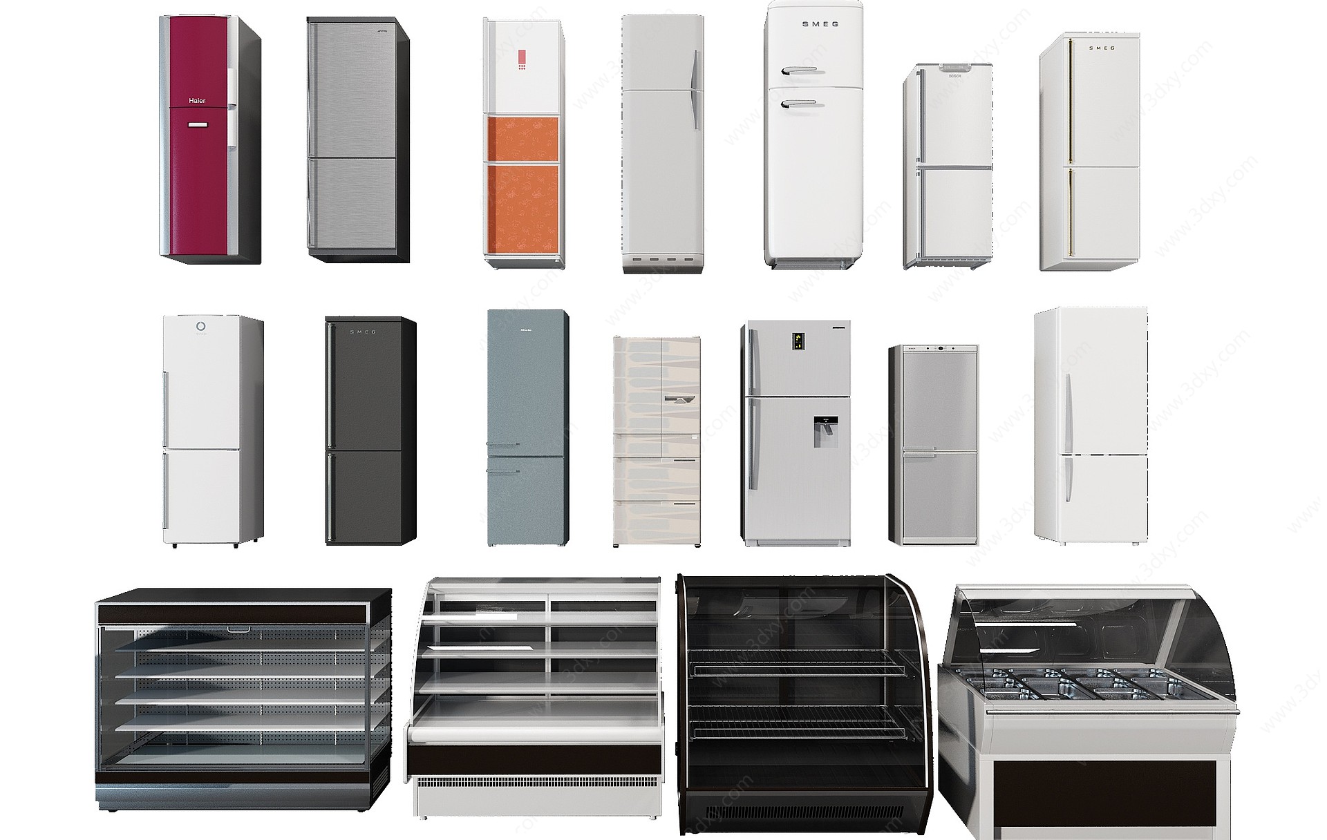 现代冰箱保鲜柜双开门冰箱3D模型