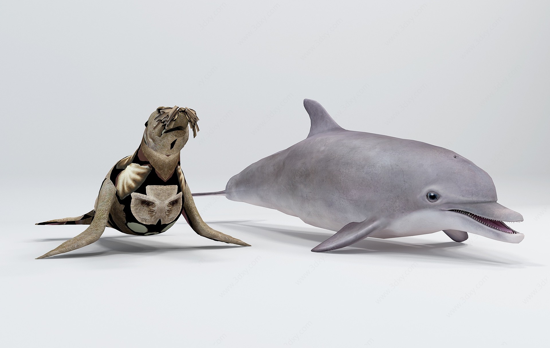 现代动物组合3D模型