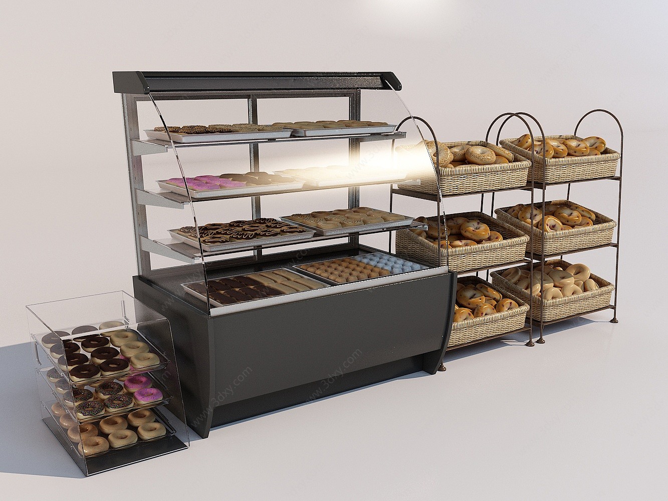 现代面包店食品柜3D模型