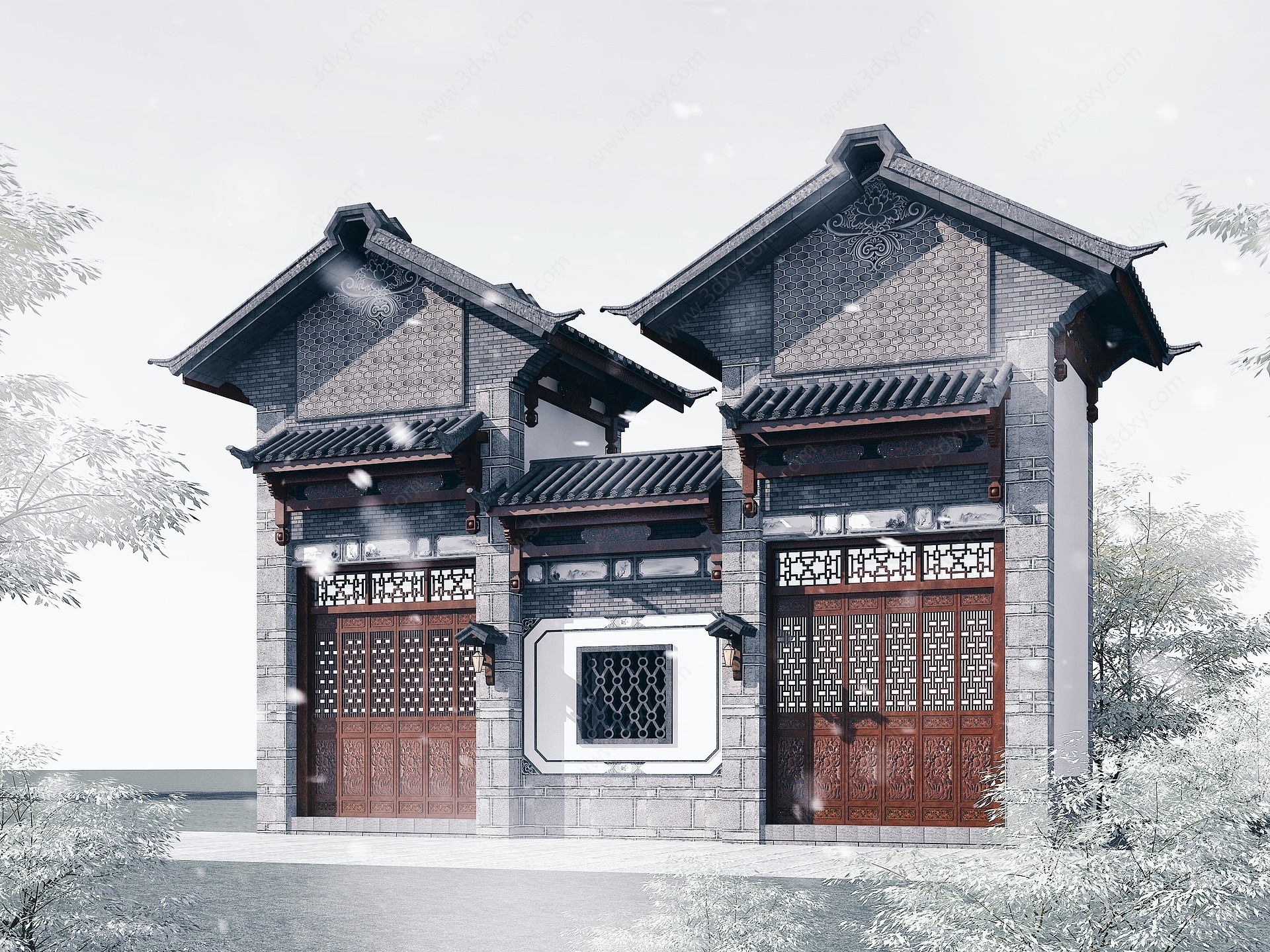 中式白族商业街3D模型