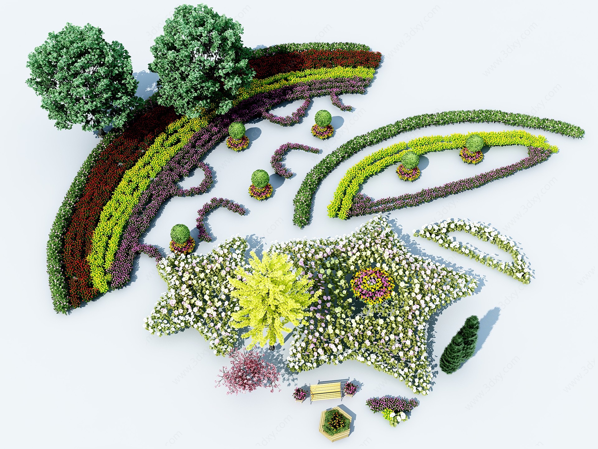 现代灌木造景3D模型