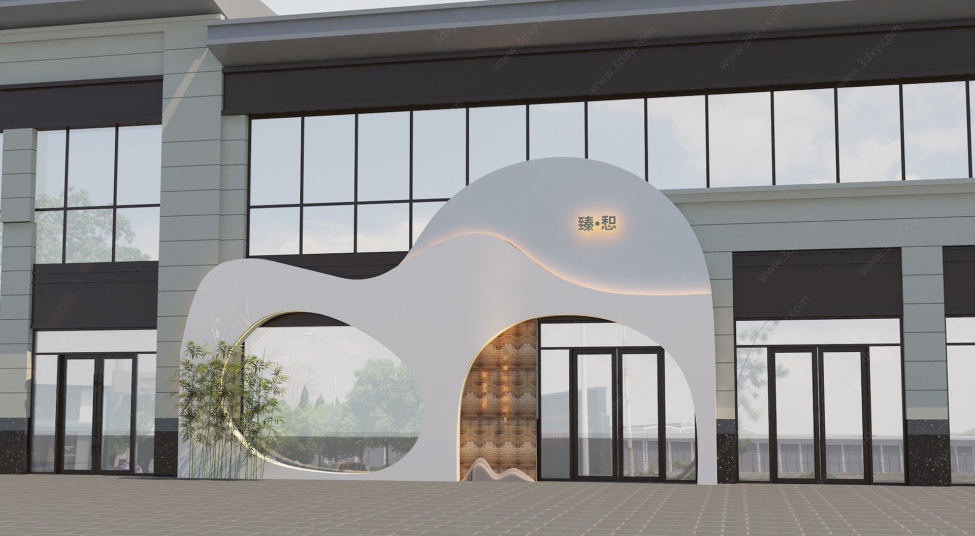 新中式书院外观3D模型