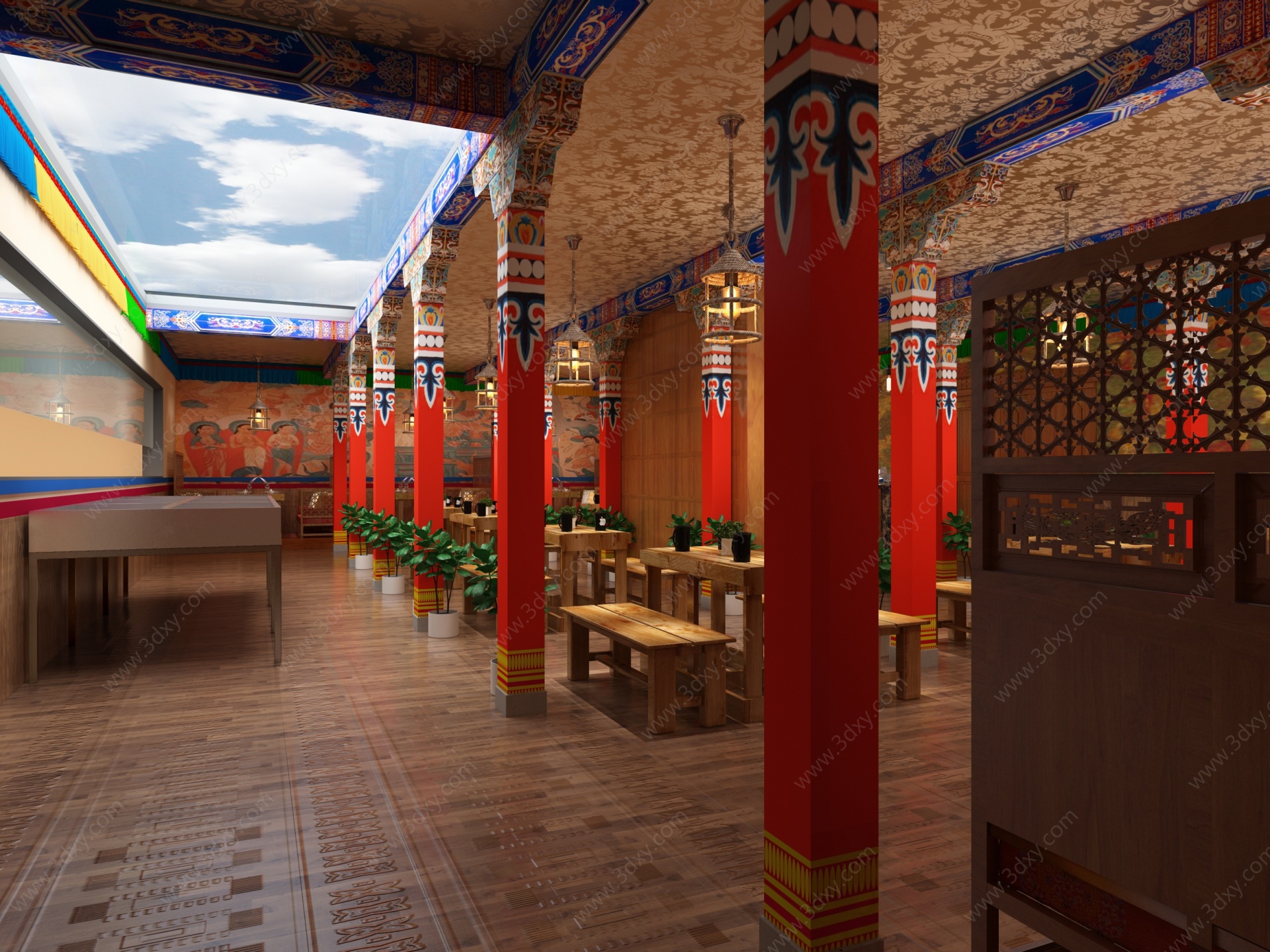 藏式餐厅3D模型