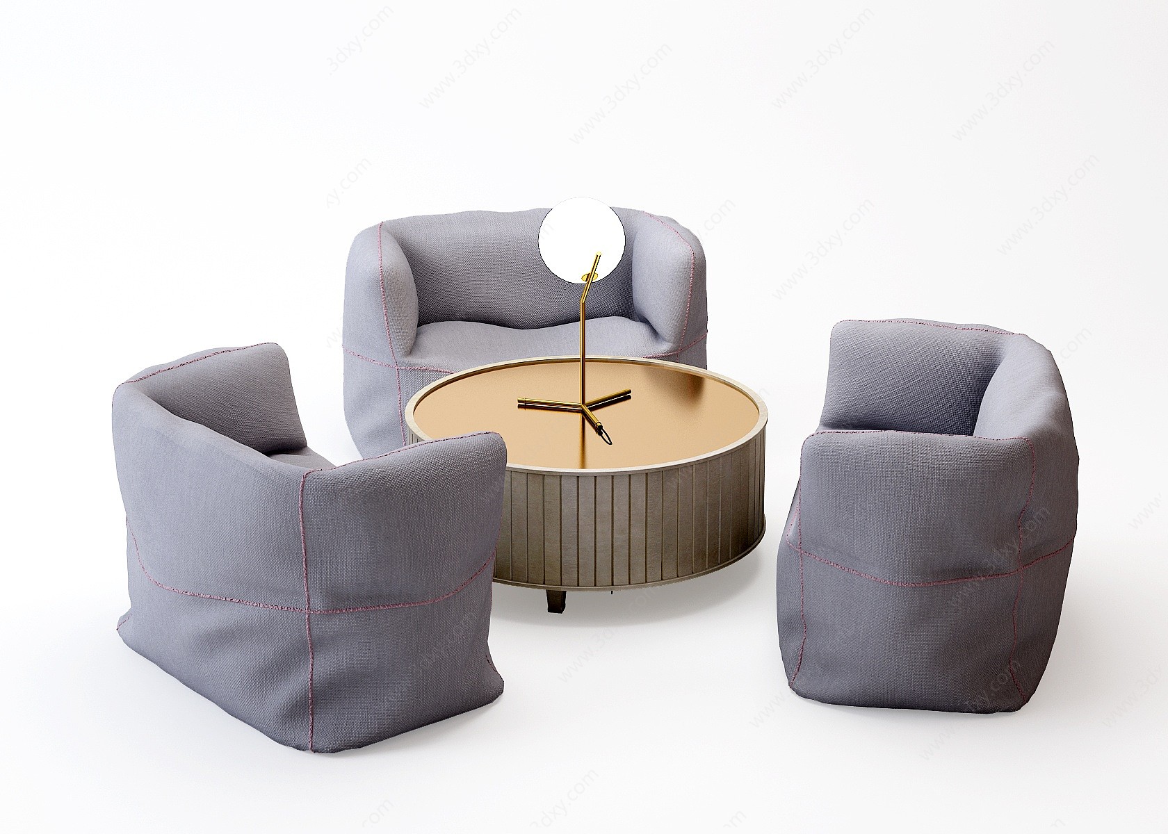 现代单人沙发台灯3D模型