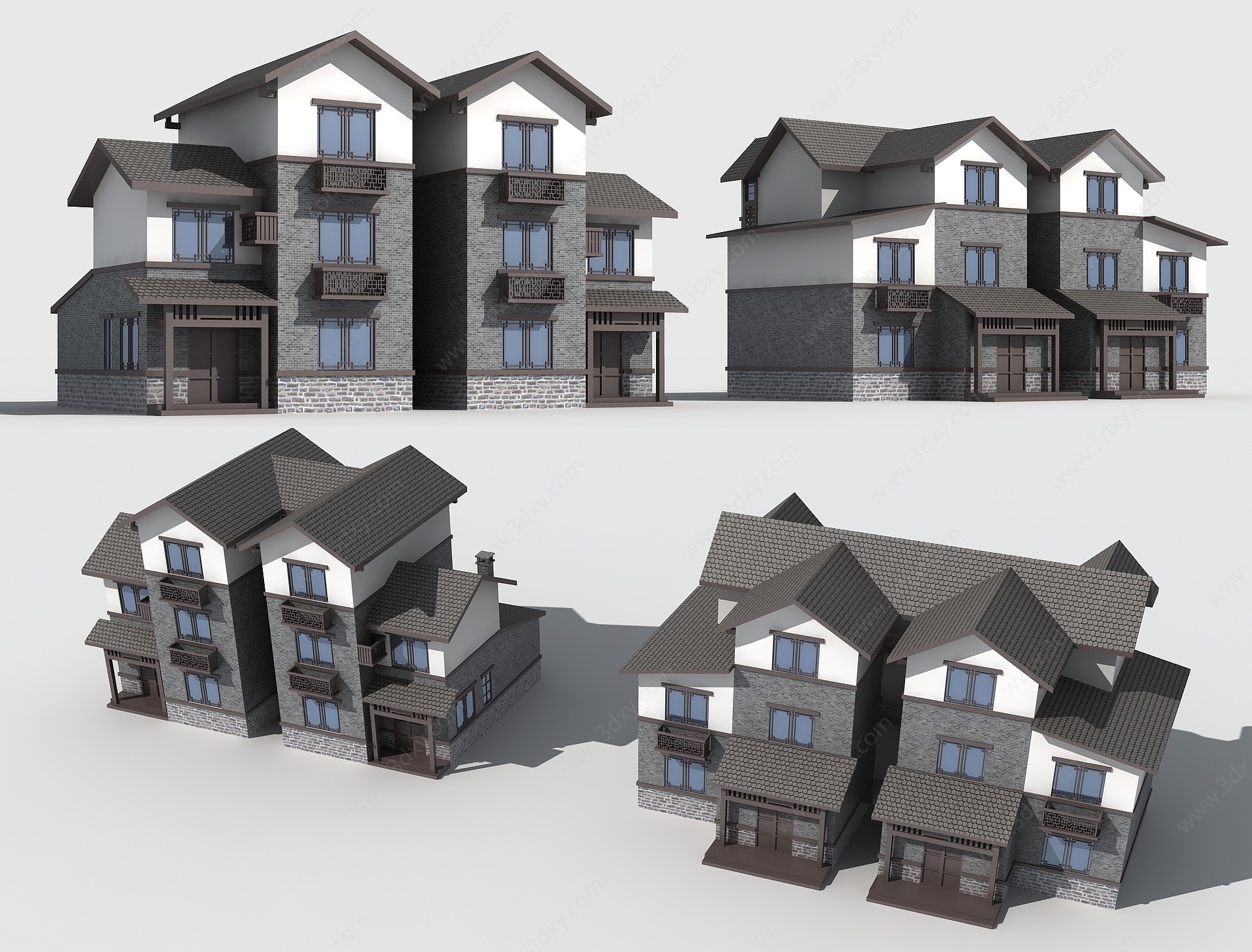 中式别墅民居新农村安置房3D模型